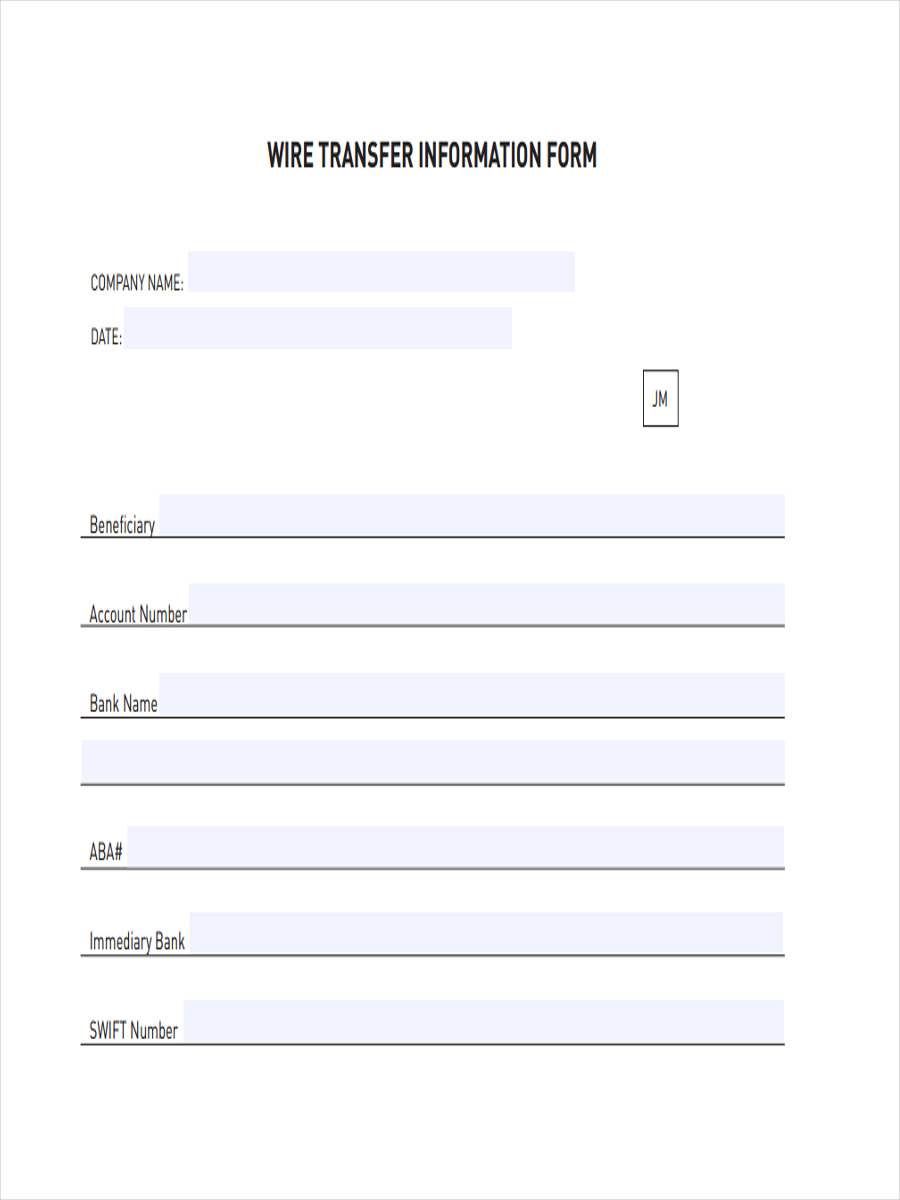 bank wire transfer form